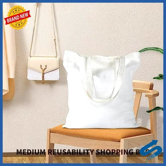 Blank Canvas Tote Bags Bulk Sublimation DIY Crafting Reusable Polyester Grocery - Picture 2 of 7